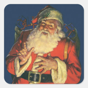 ENVELOPE SEAL : VINTAGE CHRISTMAS : Santa Claus Vierkante Sticker