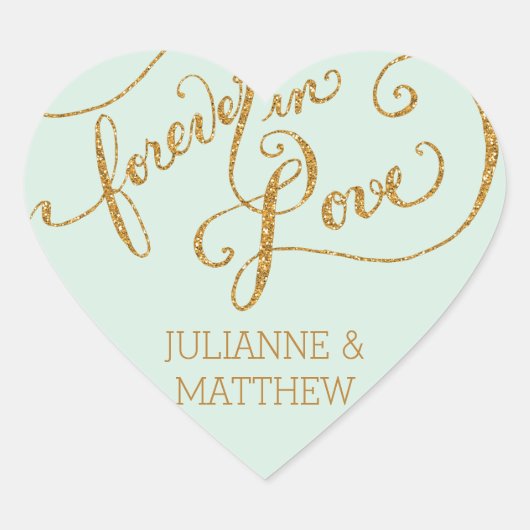 Envelope Seals Script Forever in Love Gold Glitter Hart Sticker (Voorkant)