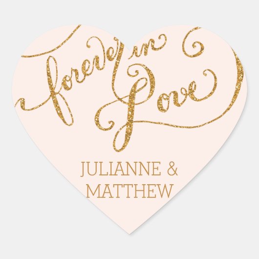 Envelope Seals Script Forever in Love Gold Glitter Hart Sticker (Voorkant)
