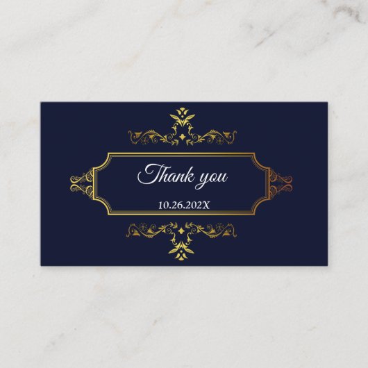 Enveloppe à encart de style indien bleu marine et  (Devant)