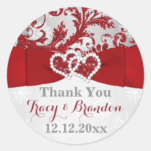 Enveloppé dans l'amour Joint Coeurs Sticker Mariag (Devant)