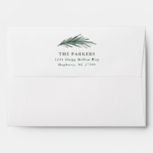 Enveloppe de carte de Noël de sapin avec l'adresse