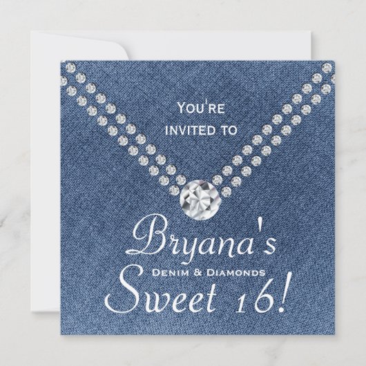 Enveloppe de diamants de denim Bling Invitation Sw (Devant)