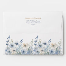Enveloppe de mariage Hydrangea Champagne Bleu Pous