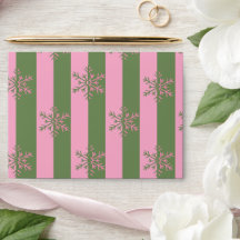 Enveloppe de Noël Flocon de neige vert et rose
