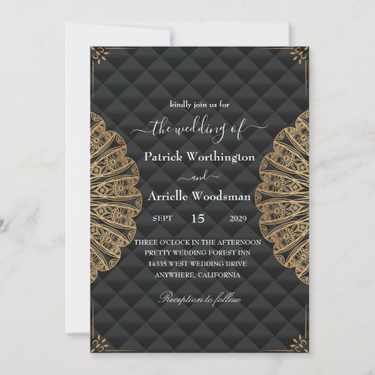 Enveloppe invitations noires de luxe mariage (Devant)