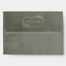 Enveloppe Mariage de velours vert or Frame noir