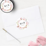 Enveloppe Mariage rose / Sticker préféré<br><div class="desc">Élevez vos enveloppes et faveurs avec cet élégant autocollant de mariage, présentant de belles fleurs d'aquarelle rose et rousse, une section pour vos initiales, et le texte supplémentaire ci-dessous. Idéal pour les sceaux d'enveloppe mariages ou les faveurs de mariage. Possibilité de sélectionner "Modifier à l'aide de l'outil de conception" et...</div>