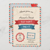 Enveloppe postale. Invitation d'anniversaire. (Devant / Derrière)