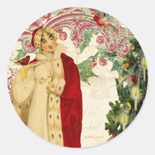 Enveloppe rouge de manteau de Noël ou autocollants (Devant)