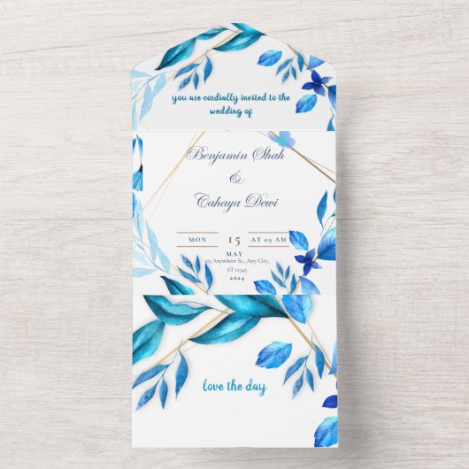 enveloppe simple faire-part de mariage bleu et bla (À l'intérieur)