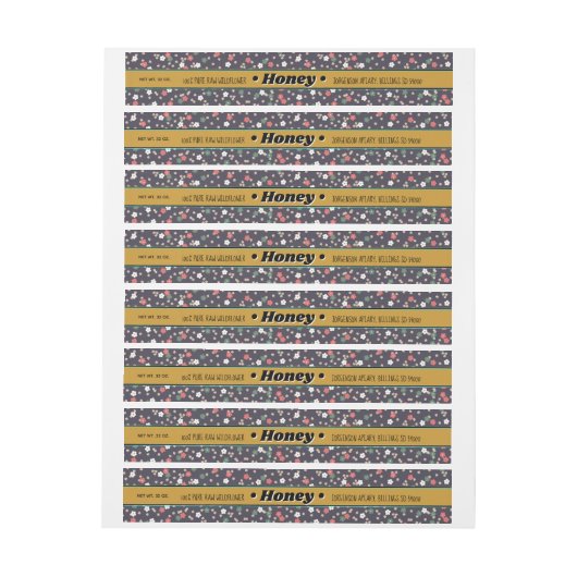 Enveloppement Floral autour du Étiquette Honey Jar (Feuille)