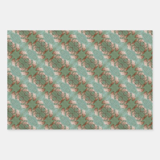 Enveloppement Papier ensemble de 3 feuilles Gingko (Devant)