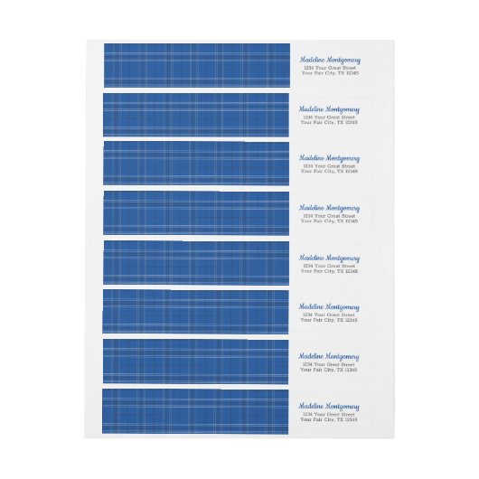 Envelopper bleu plaid autour du Étiquette (Feuille)
