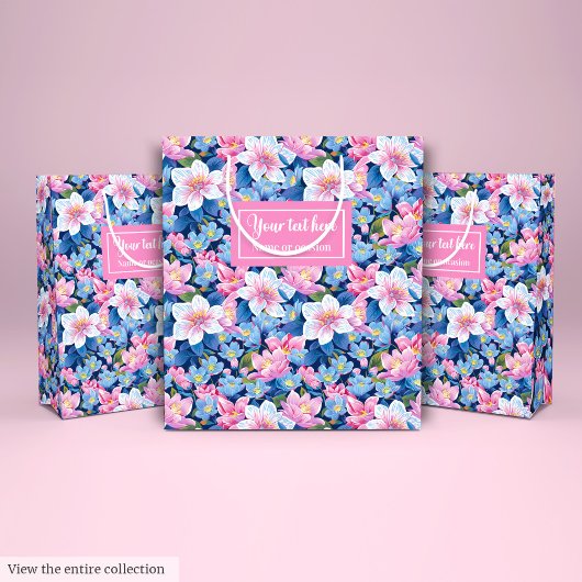 Envelopper délicatement un sac cadeau à fleurs ros