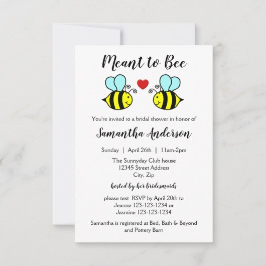 Envie d'abeille - Invitation de douche nuptiale 3x (Devant)