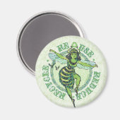 Enviro Green Bee Earth Day Gear Magneet (Voorkant / Achterkant)