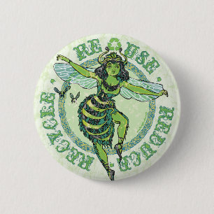 Enviro Green Bee Earth Day Gear Ronde Button 5,7 Cm