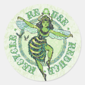 Enviro Green Bee Earth Day Gear Ronde Sticker