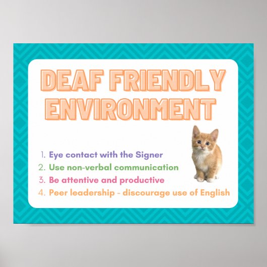 Environnement adapté aux sourds - affiche de class (Devant)