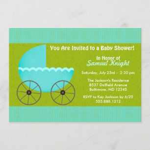 Envisager Blue Stroller Boy Baby shower nodigt uit Kaart