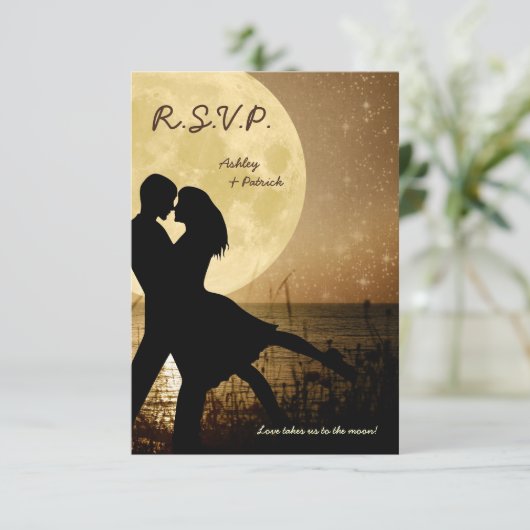 Envolez-moi vers la Lune Mariage RSVP Invitation (Debout devant)
