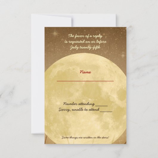 Envolez-moi vers la Lune Mariage RSVP Invitation (Dos)