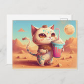 Envoyer une carte postale Boba Tea Cat à tous ceux (Devant / Derrière)