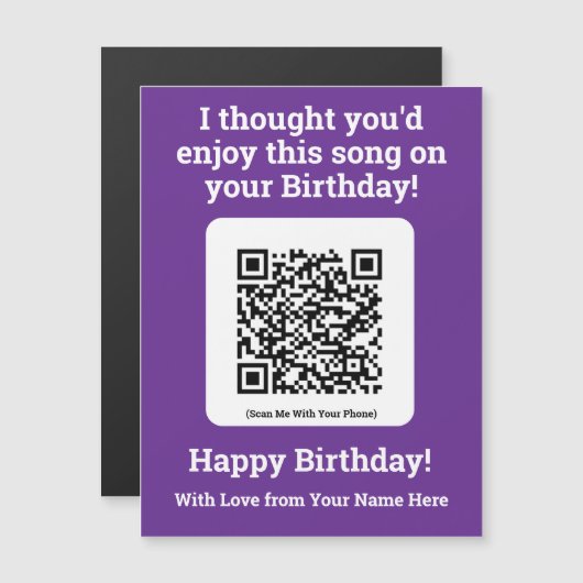 Envoyer une chanson par QR Code sur une carte magn (Devant / Derrière)