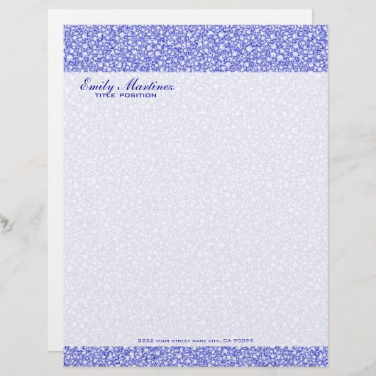 Enwreed blauw diamant kijk glitterpatroon briefhoofd sjabloon (Voorkant / Achterkant)