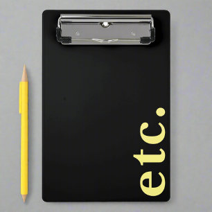 enz. Trendy Moderne Zwart & Geel Vet Typografie Mini Klembord