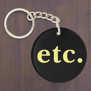 enz. Trendy Zwart & Geel Vet Typografie Sleutelhanger