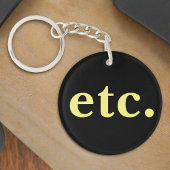 enz. Trendy Zwart & Geel Vet Typografie Sleutelhanger