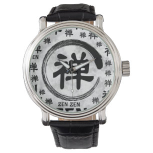 Enzo Circle en Zen-symbool en woordpatroon Horloge