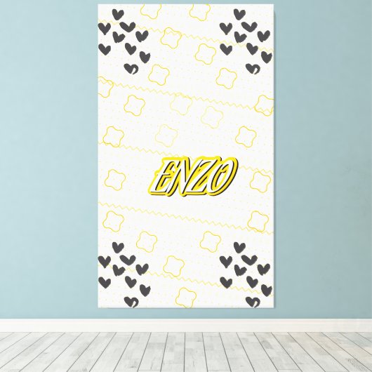 Enzo, nome pessoal de caligrafia desenhada à mão canvas afdruk (Insitu (Houten vloer))