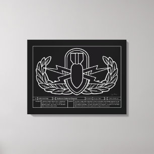 EOD Technical Drawing white Canvas Afdruk