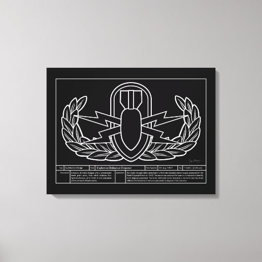 EOD Technical Drawing white Canvas Afdruk (Voorkant)