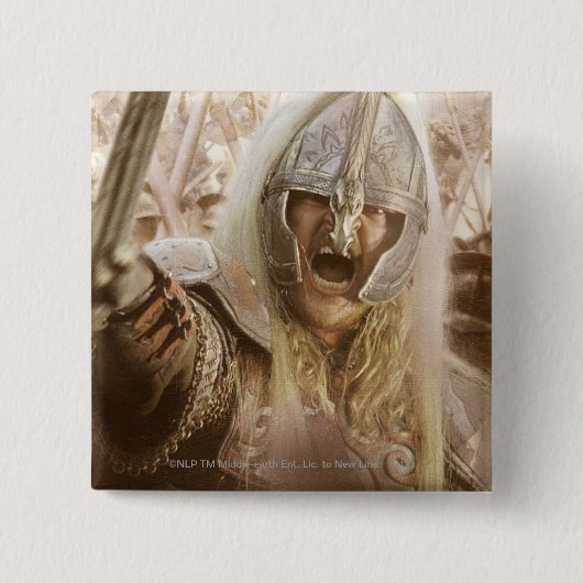 Eomer met helm vierkante button 5,1 cm (Voorkant)