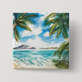 "Eon Isle: Morning Shore" Button/ Pin Vierkante Button 5,1 Cm