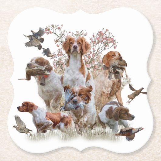 Epagneul Breton, Brittany Spaniel Kartonnen Onderzetters (Voorkant)