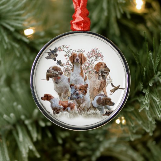 Epagneul Breton, Brittany Spaniel Metalen Ornament (Boom)