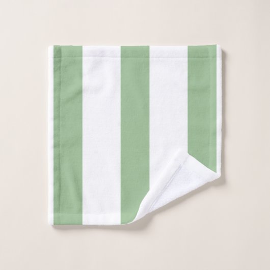 Épais rayures vertes et blanches (Gant de toilette)
