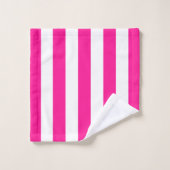 Épais Rayures Verticales Profondes Roses Et Blancs (Gant de toilette)