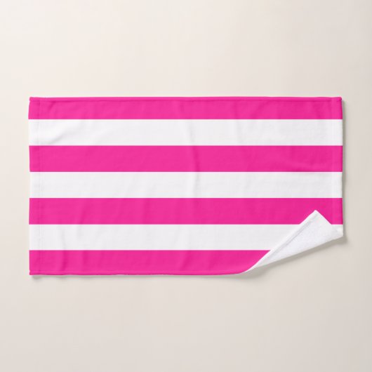 Épais Rayures Verticales Profondes Roses Et Blancs (Serviette à main)