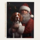 Épaniel breton avec le Père Noël Noël (Devant)