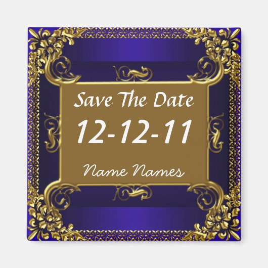 Épargnez la Date Magnet Royal Blue Or (Devant)
