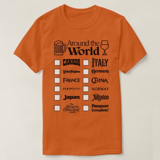 EPCOT-Drink over de Wereld Zwarte Tekst Canada Fir T-shirt (Design voorkant)