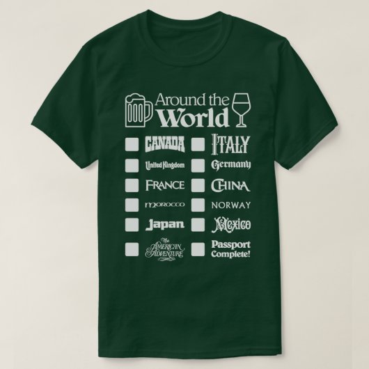 EPCOT-Drink rond de Wereldoorlog White Text Canada T-shirt (Design voorkant)