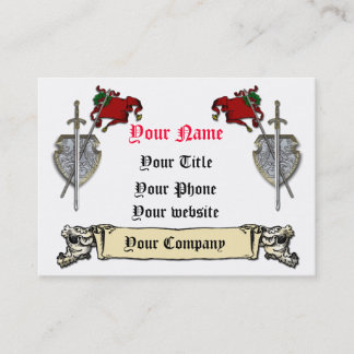 épée, bouclier et modèle de carte de visite de