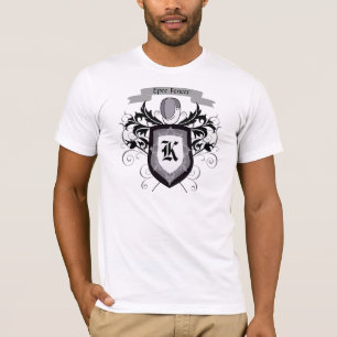 Epee clôturant le T-shirt d'hommes blancs de crê
